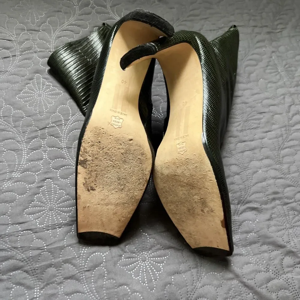 Miista Marcelle Bottle Green Snake Skin Genuine Leather Boots SZ EU40/US9.5/UK 7